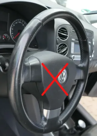 VW Eos Lenkrad Sportlenkrad Leder 3-Speichen Lederlenkrad   blaue Nähte - Bild 2
