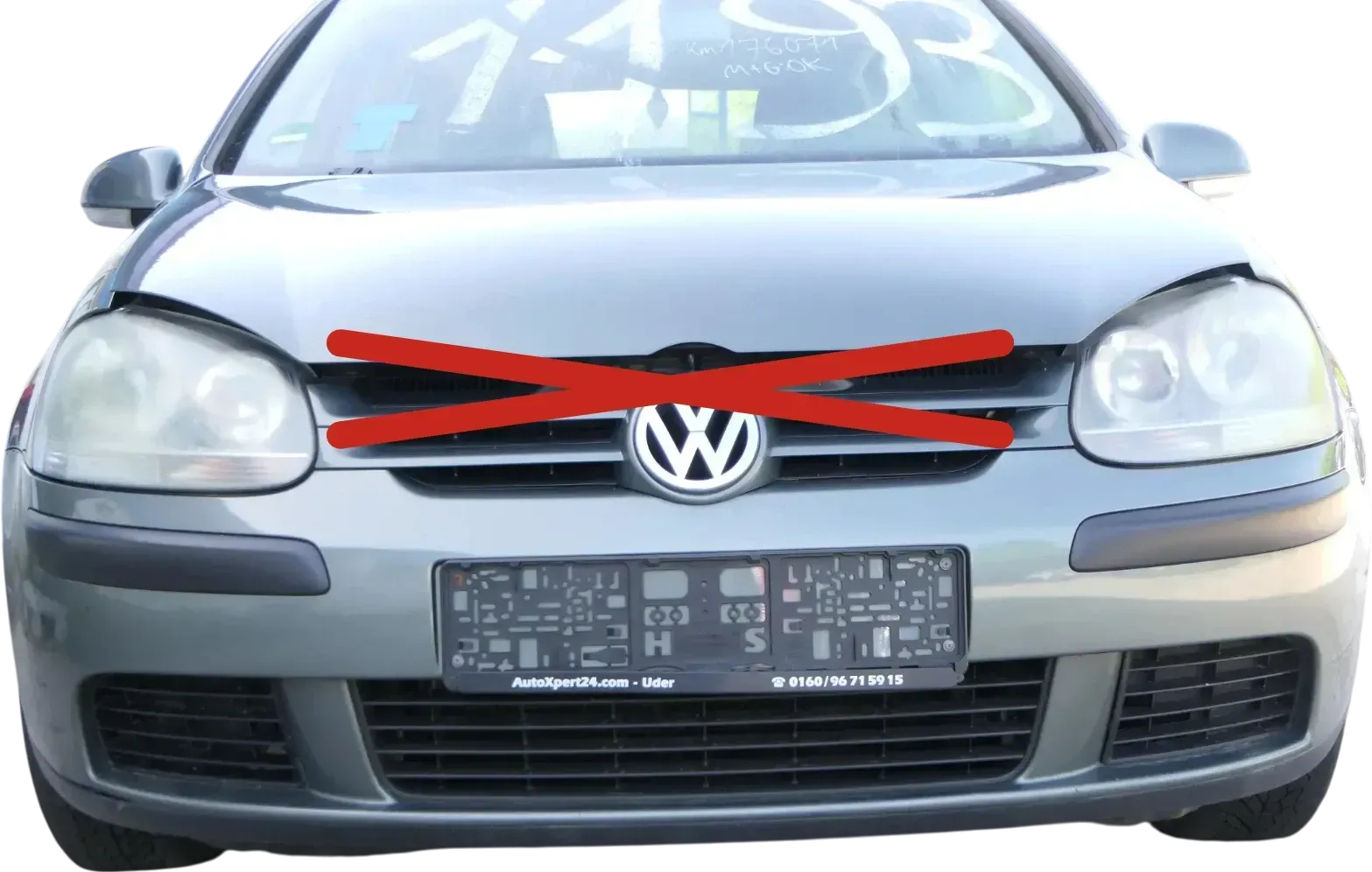 VW Golf 5 1K V Stoßstange vorne Frontstoßstange Stoßfänger LA6Q grau grün - Bild 1