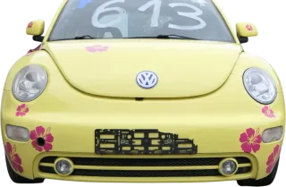 New Beetle 9C Stoßstange vorne Stoßfänger vorn gelb LD1B mit Nebelscheinwerfer - Bild 1