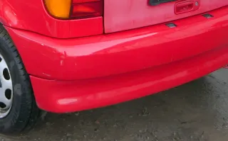 VW Polo 6N Stoßstange hinten 2-geteilte Heckstoßstange rot LP3G Stoßfänger - Bild 2