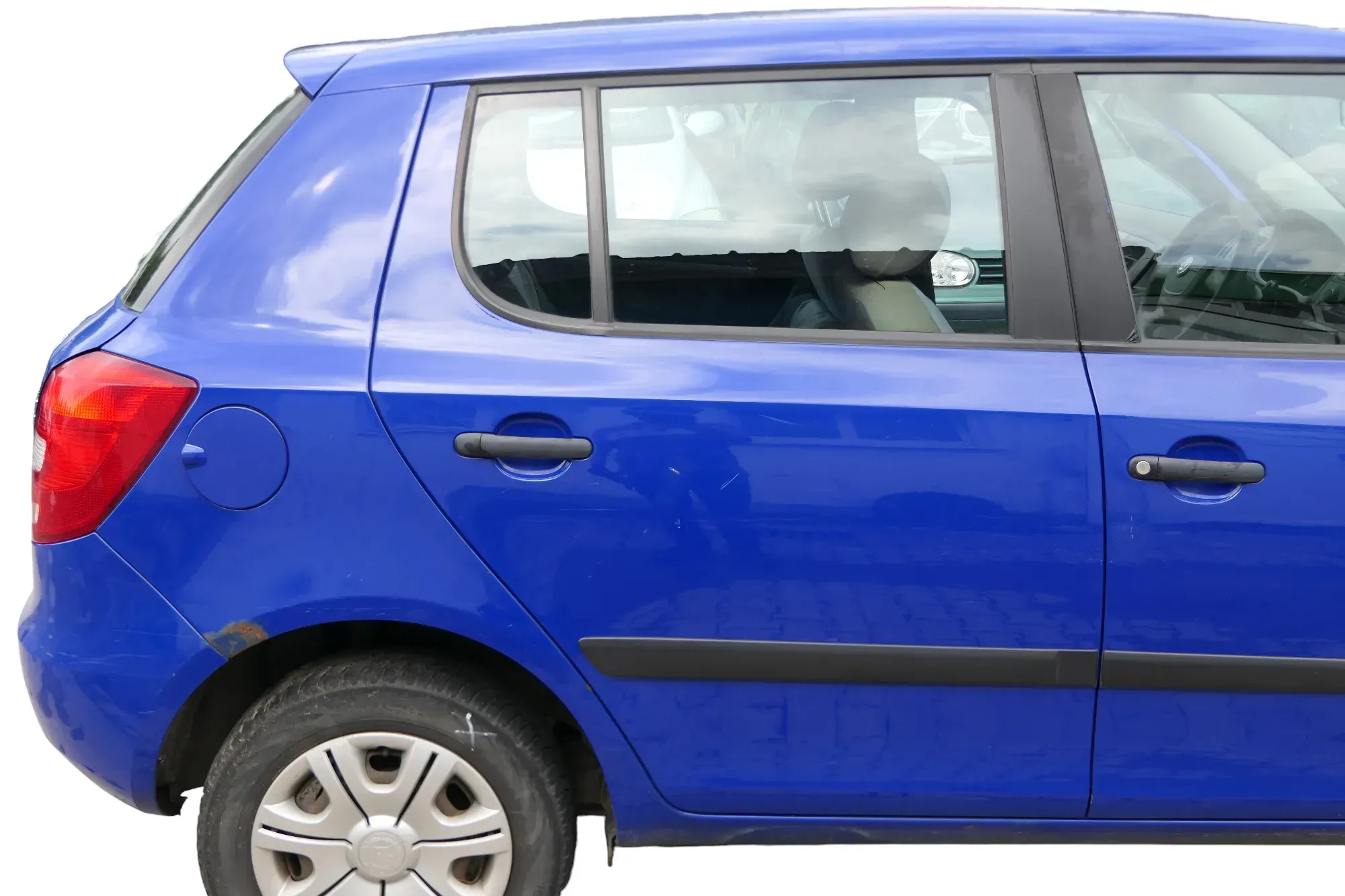 Skoda Fabia 5J Limousine Tür hinten rechts blau LF5K - Delle - Bild 1