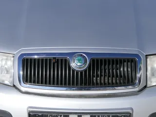 Skoda Fabia 6Y Zeichen Kühlergrill Grill Gitter 6Y0853668B silber grau LF7T Logo - Bild 1