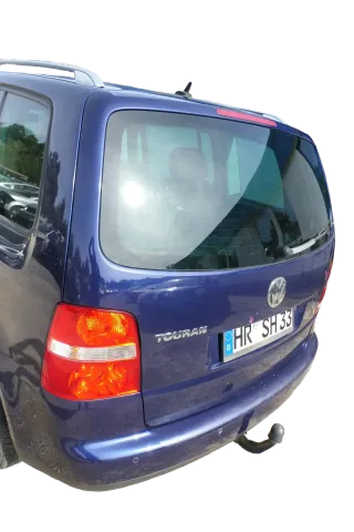 VW Touran 1T Heckklappe Kofferraumklappe hinten blau LB5N mit Scheibe -Rost - Bild 4