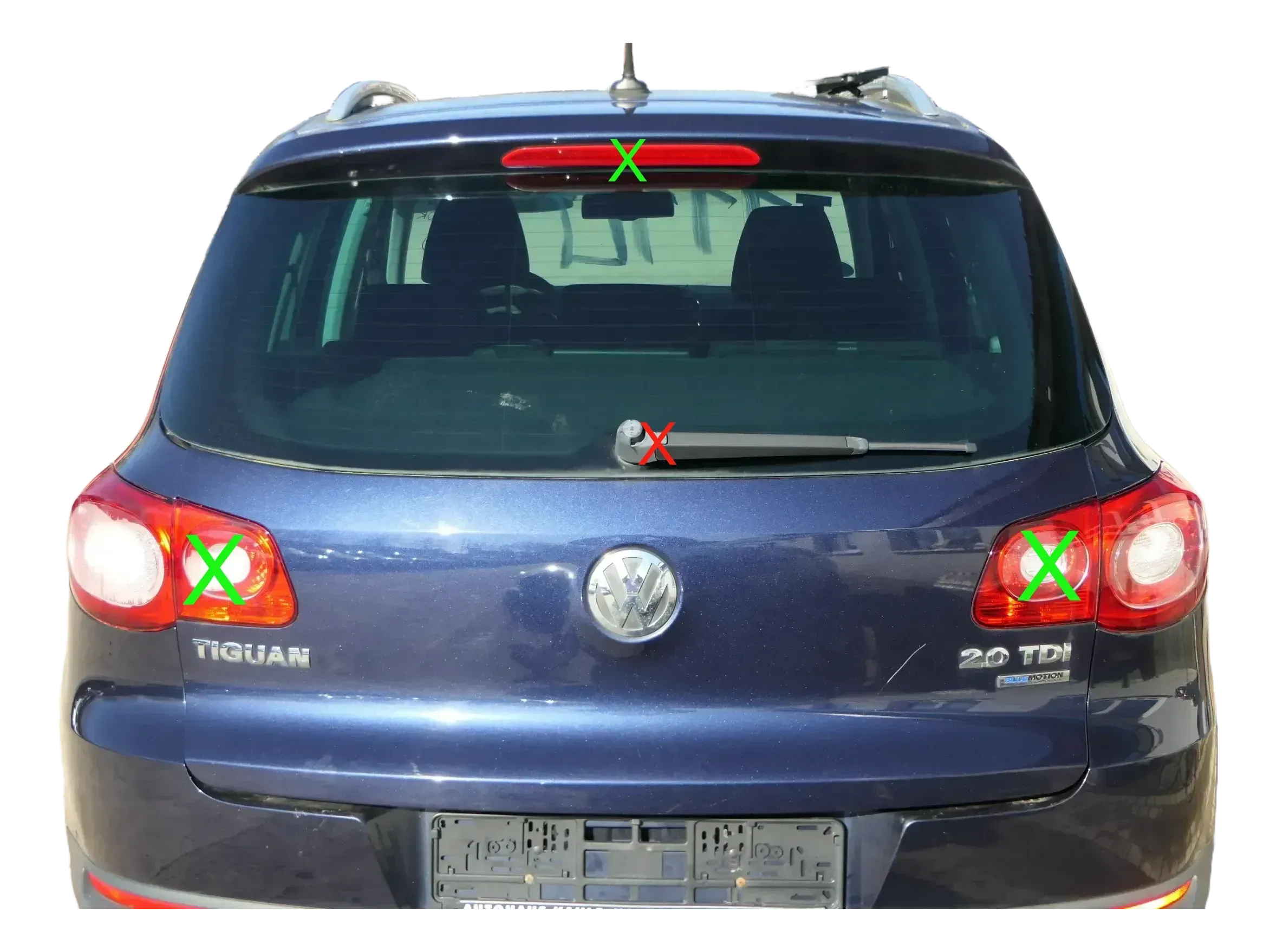 VW Tiguan Heckklappe hinten Kofferraumklappe mit Scheibe blau LH5X - Bild 1