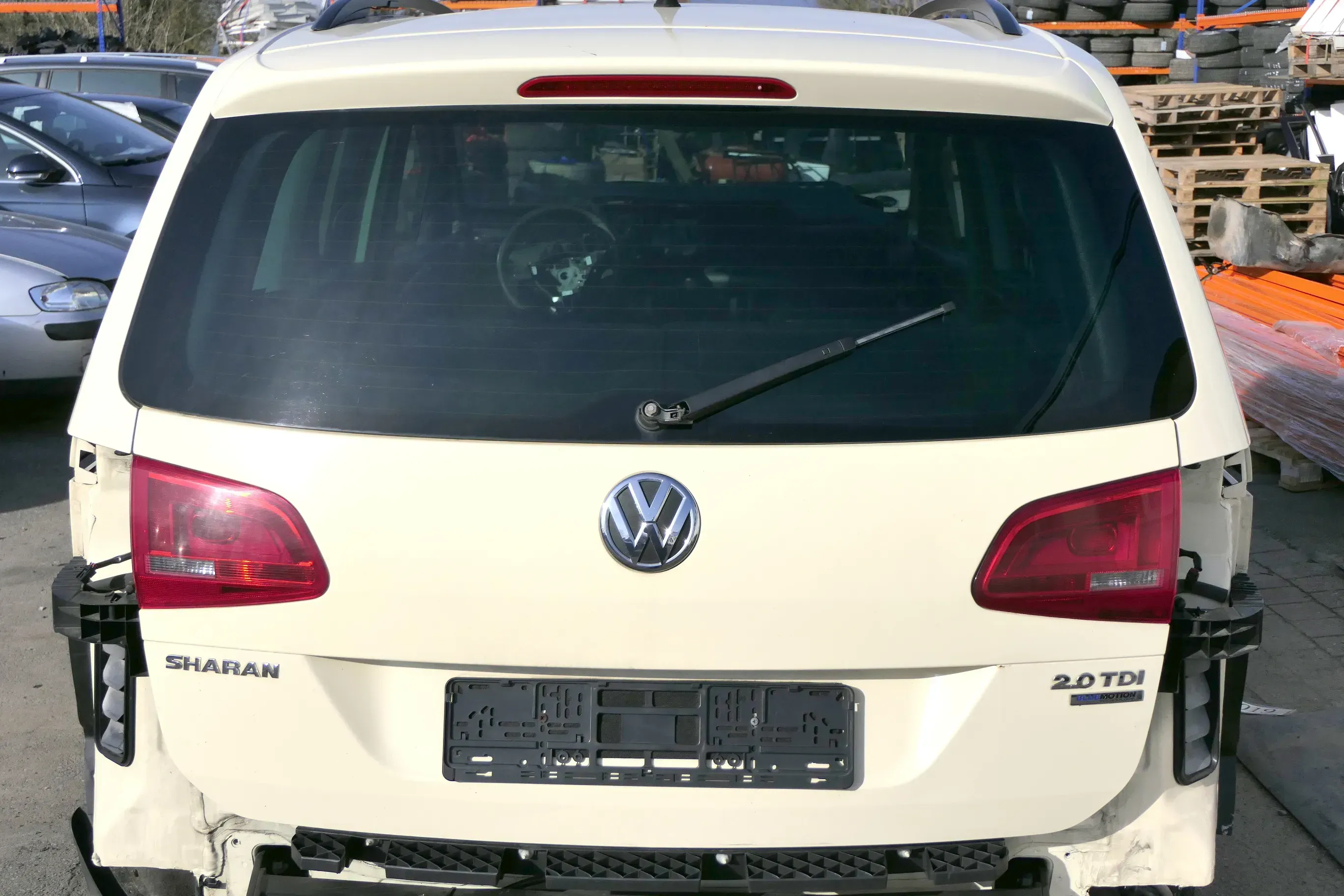 VW Sharan 7N Heckklappe Scheibe Klappe hinten gelb Taxi elfenbein L115 - Bild 1