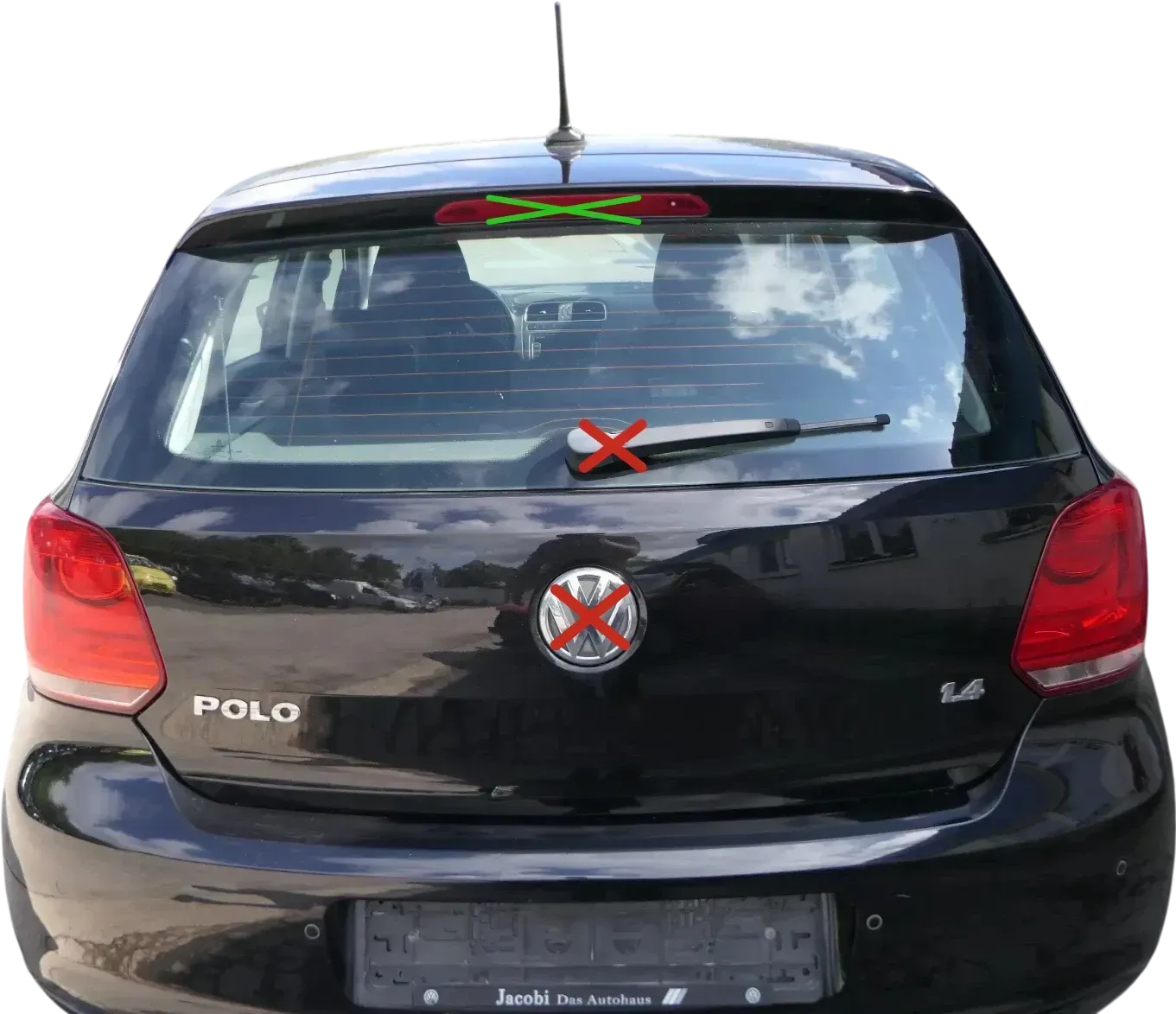 Polo 6R 6C Heckklappe Kofferraumklappe Klappe Scheibe schwarz LC9X OHNEAnbauteil - Bild 1