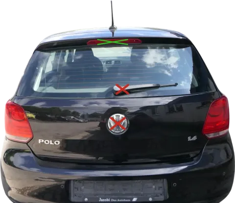 Polo 6R 6C Heckklappe Kofferraumklappe Klappe Scheibe schwarz LC9X OHNEAnbauteil