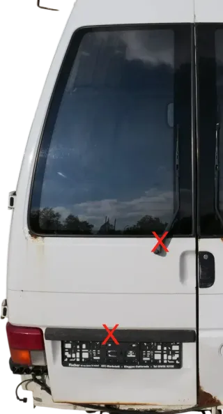 VW T4 Flügeltür Klappe hinten links weiß R902 mit Scheibe - Bild 1