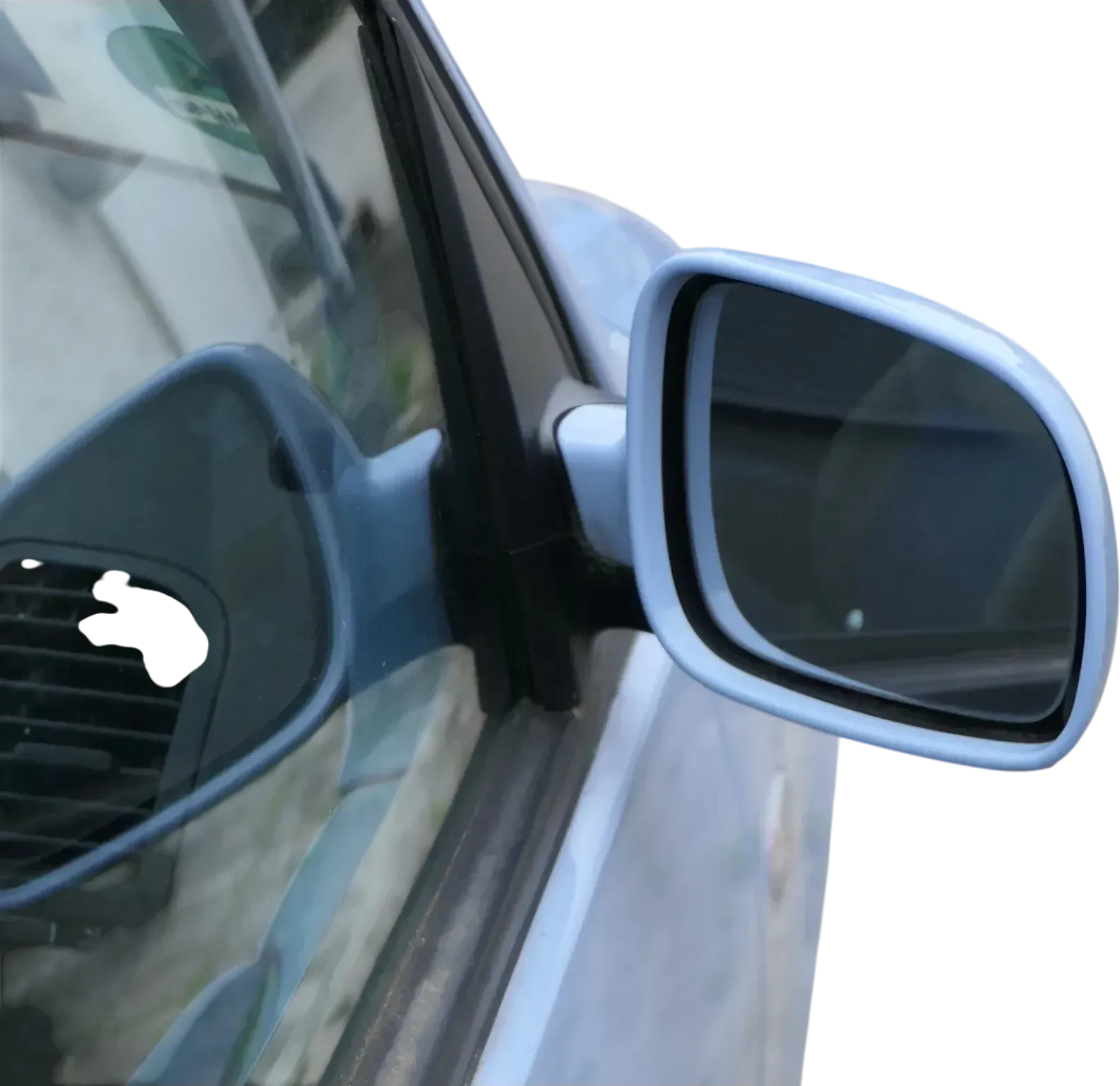 VW Lupo Arosa mechanischer manueller Außenspiegel rechts blau LR5D hellblau - Bild 1