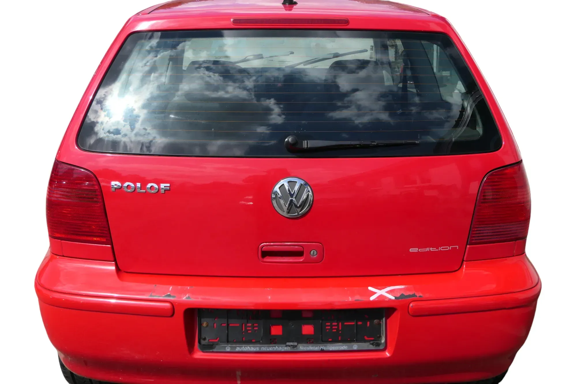 Polo 6N2 Heckklappe Klappe hinten Kofferraumklappe rot LP3G Scheibe ohneAnbautei - Bild 1