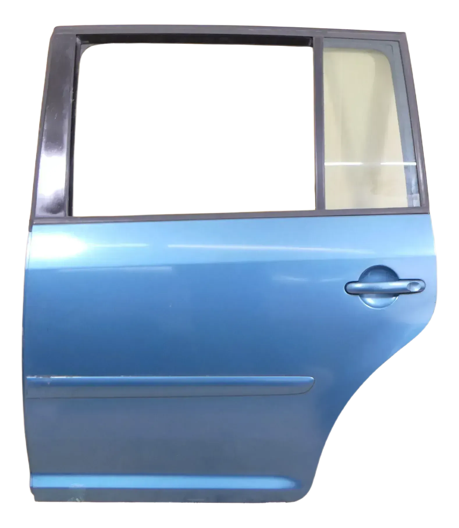 VW Touran 1T 1T3 Tür hinten links blau grün LC5Q mit Scheibe - Bild 1