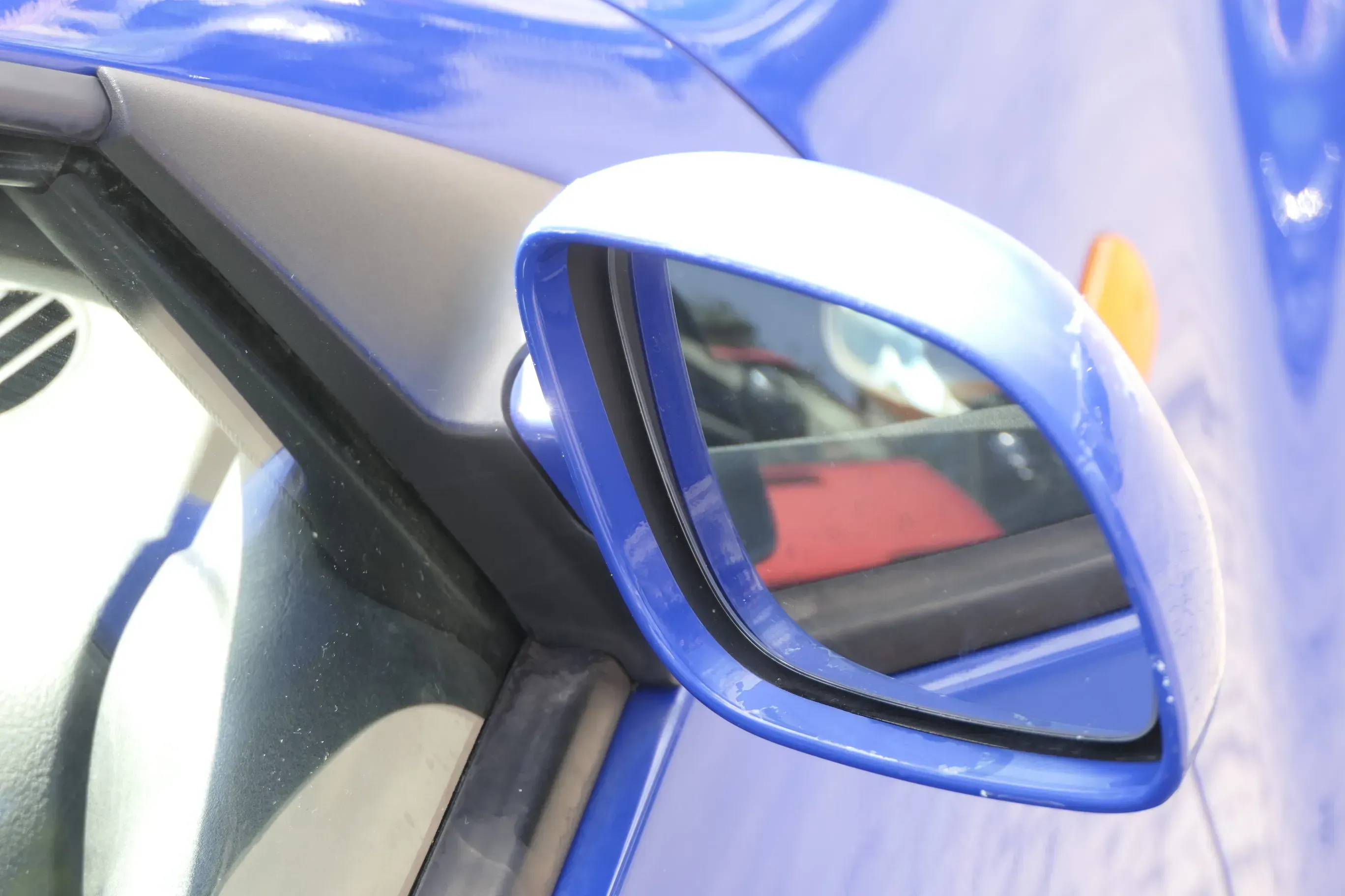 VW Golf 4 Bora manueller Spiegel vorne rechts Außenspiegel blau LW5Z - Bild 1