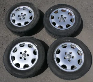 Audi A4 B5 A6 4B Alufelgen 205/60 R15 91H 6jx15H2 ET45 Reifen Felgen 5-6mm Ronal - Bild 1