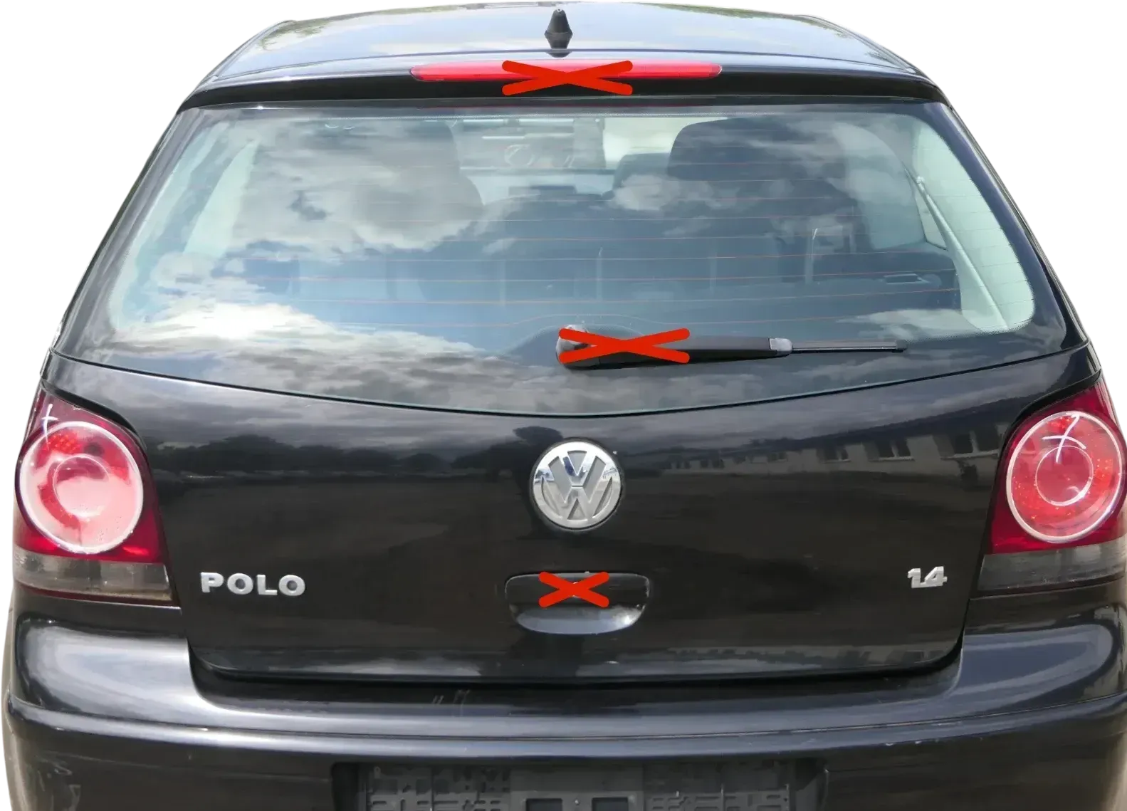 VW Polo 9N3 9N Heckklappe Kofferraumklappe Klappe schwarz LC9Z Scheibe - Bild 1
