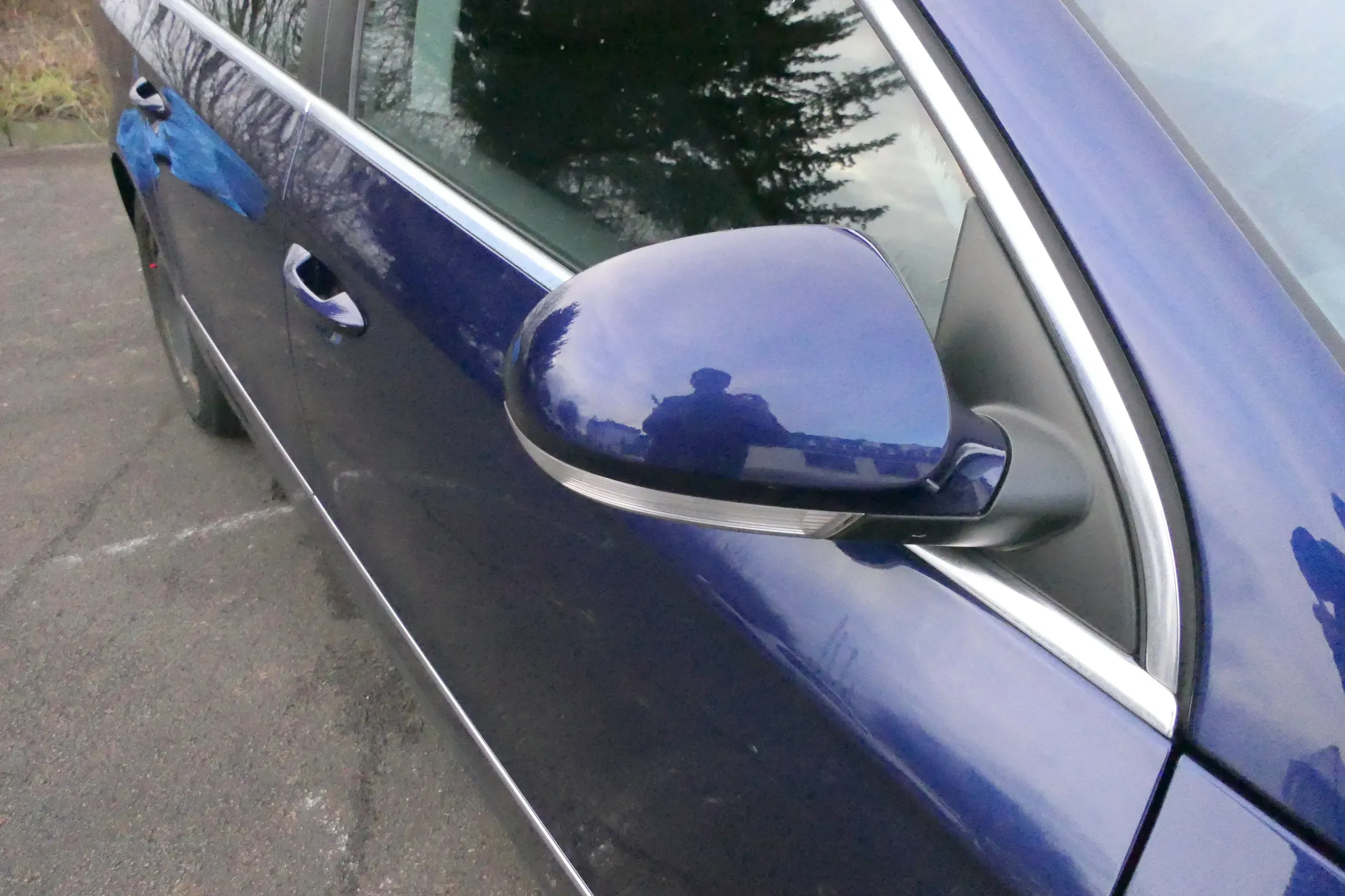 VW Passat 3C elektrischer Spiegel Außenspiegel rechts m.Glas Blinke blau LD5Q - Bild 1