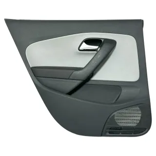 1x VW Polo 6R Türverkleidung Tür 4/5-Türer grau schwarz Kunstleder hinten links - Bild 1