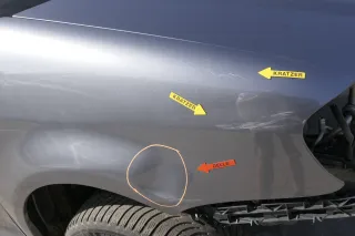 VW Touran 1T Kotflügel vorne rechts grau LD7X ca.2003-2006 platinumgrey - Delle - Bild 4