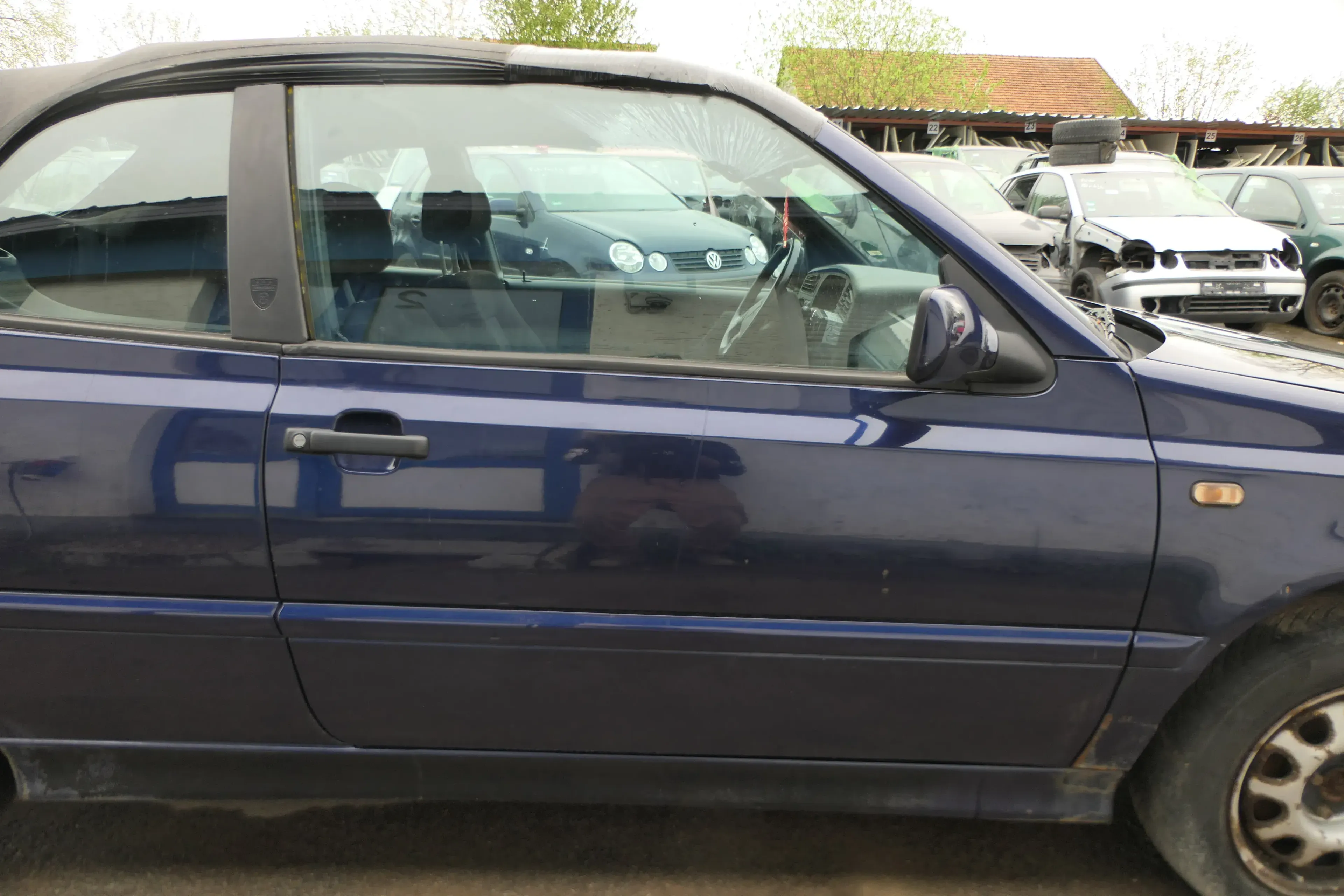 VW Golf 3 4 1E Cabrio Tür vorne rechts Beifahrertür blau LC5U - ohne Anbauteile - Bild 1