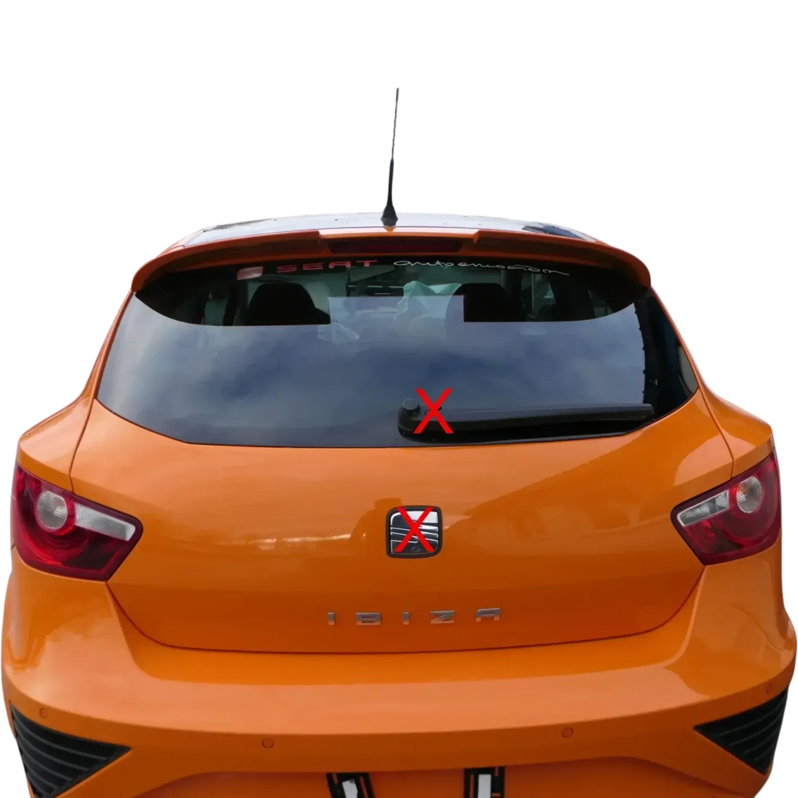 Seat Ibiza 6J Heckklappe Klappe hinten 2/3-Türer orange LP2C Spoiler mit Scheibe - Bild 1