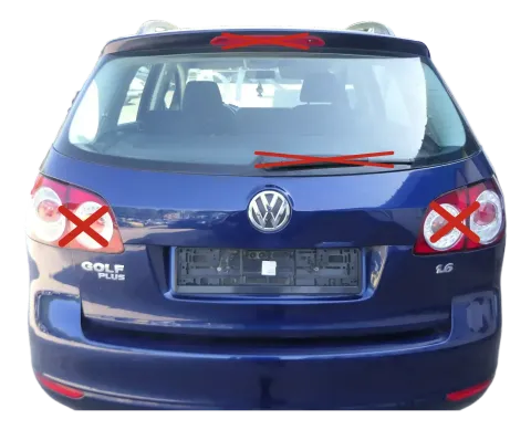 VW Golf Plus 5M 521 Heckklappe hinten Kofferraumklappe + Scheibe blau LD5Q DELLE