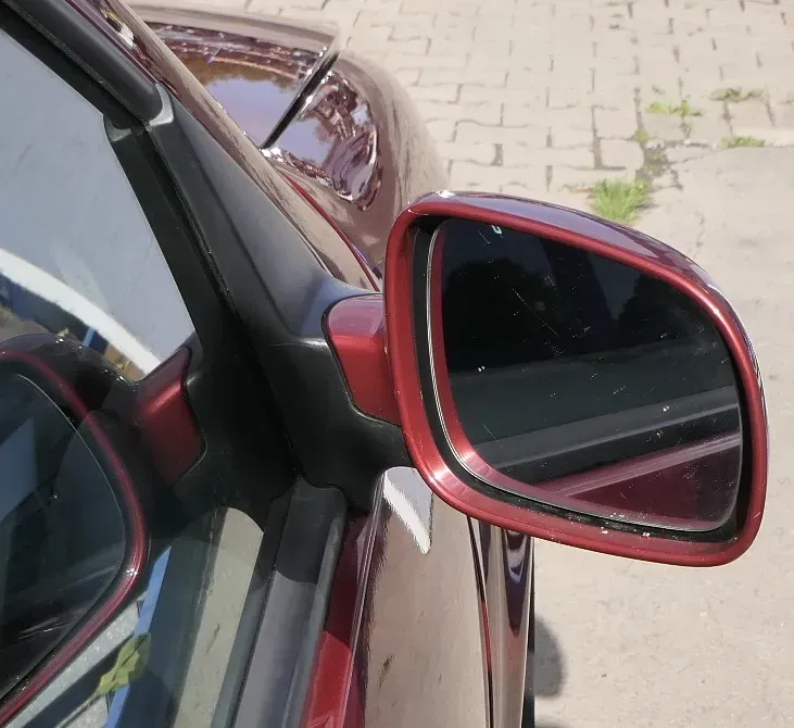 VW Golf 4 Bora manueller Spiegel rechts Außenspiegel rot braun LC3K Glas - Bild 1