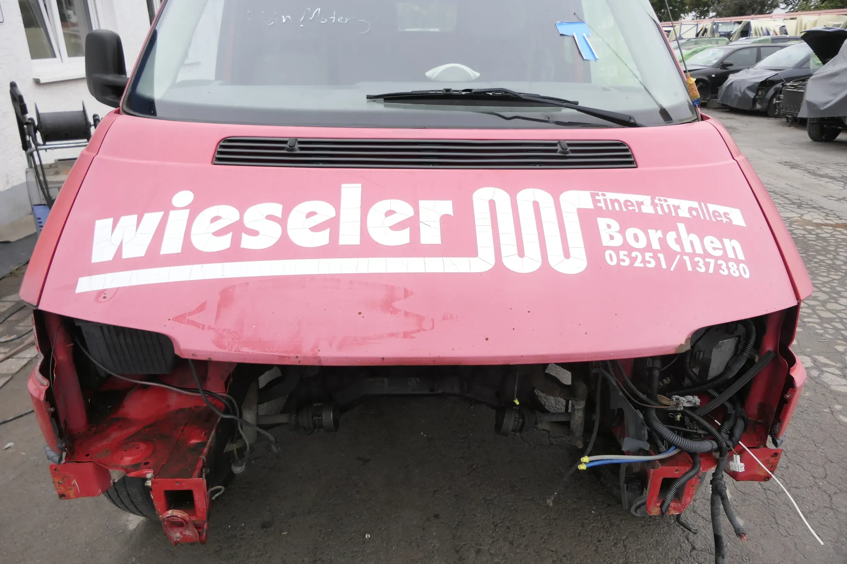 VW T4 Transporter Pritsche Motorhaube Haube Klappe vorne rot Kurze AC0 - Bild 1