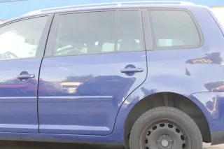 VW Touran 1T 1T3 Tür hinten links blau LL5M und Scheibe ohne Anbauteile - Bild 1