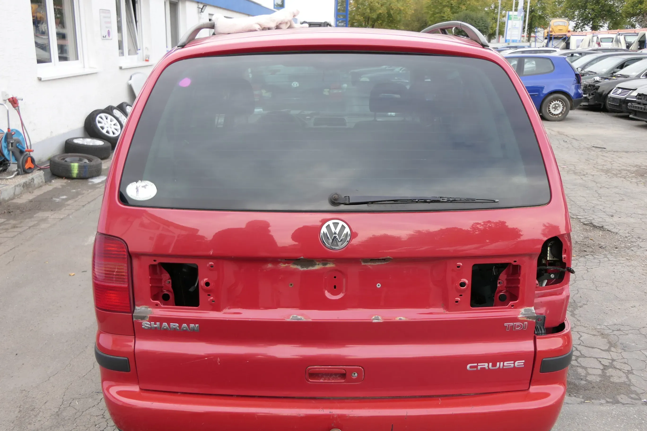 VW Sharan 7M 7M3 Heckklappe Scheibe  Klappe hinten ab Bj.2000 rot LD3W - Bild 1
