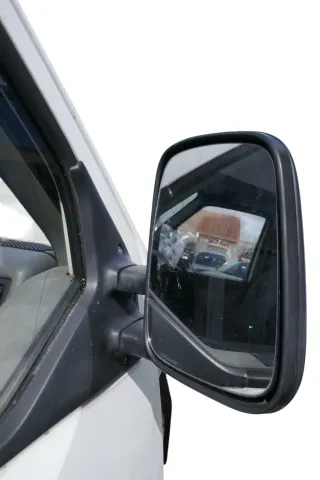 VW T4 mechanisch Spiegel Außenspiegel rechts Glas schwarz 701857508 origi matt - Bild 1