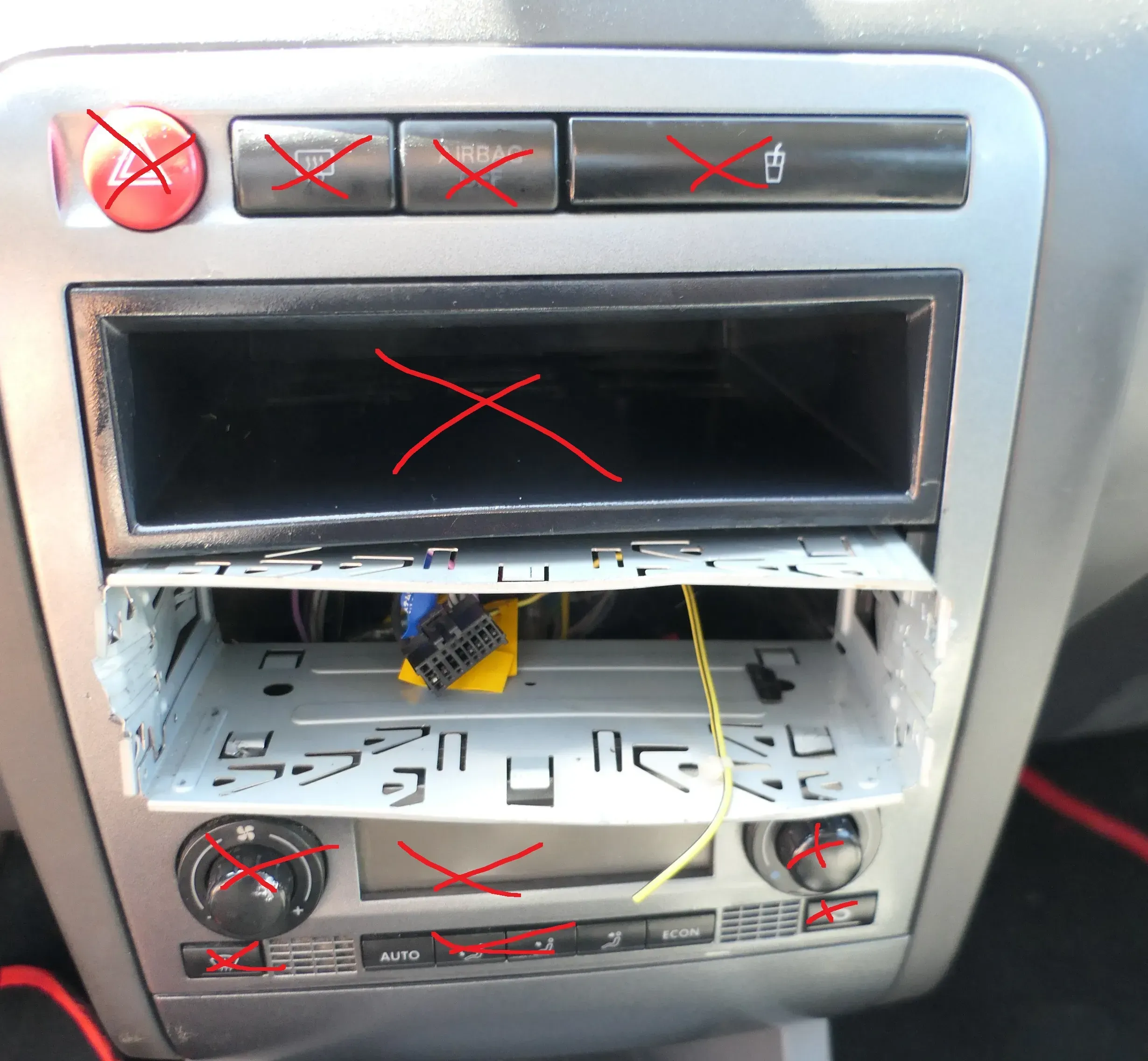 Seat Ibiza 6L Mittelkonsole Verkleidung um Radio Blende Armaturenbrett silber - Bild 1