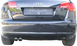 Audi A3 8P Stoßstange Stoßfänger hinten 4/5-Türer schwarz LZ9Y Doppelrohr S-line - Bild 1
