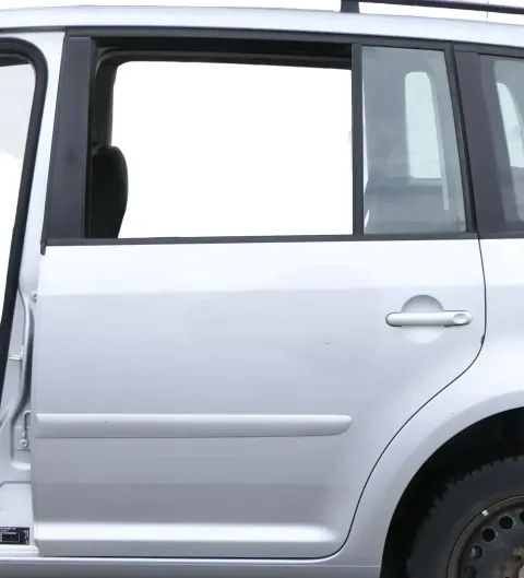VW Touran 1T 1T3 Tür hinten links grau silber LA7W und Scheibe reflexsilber dd