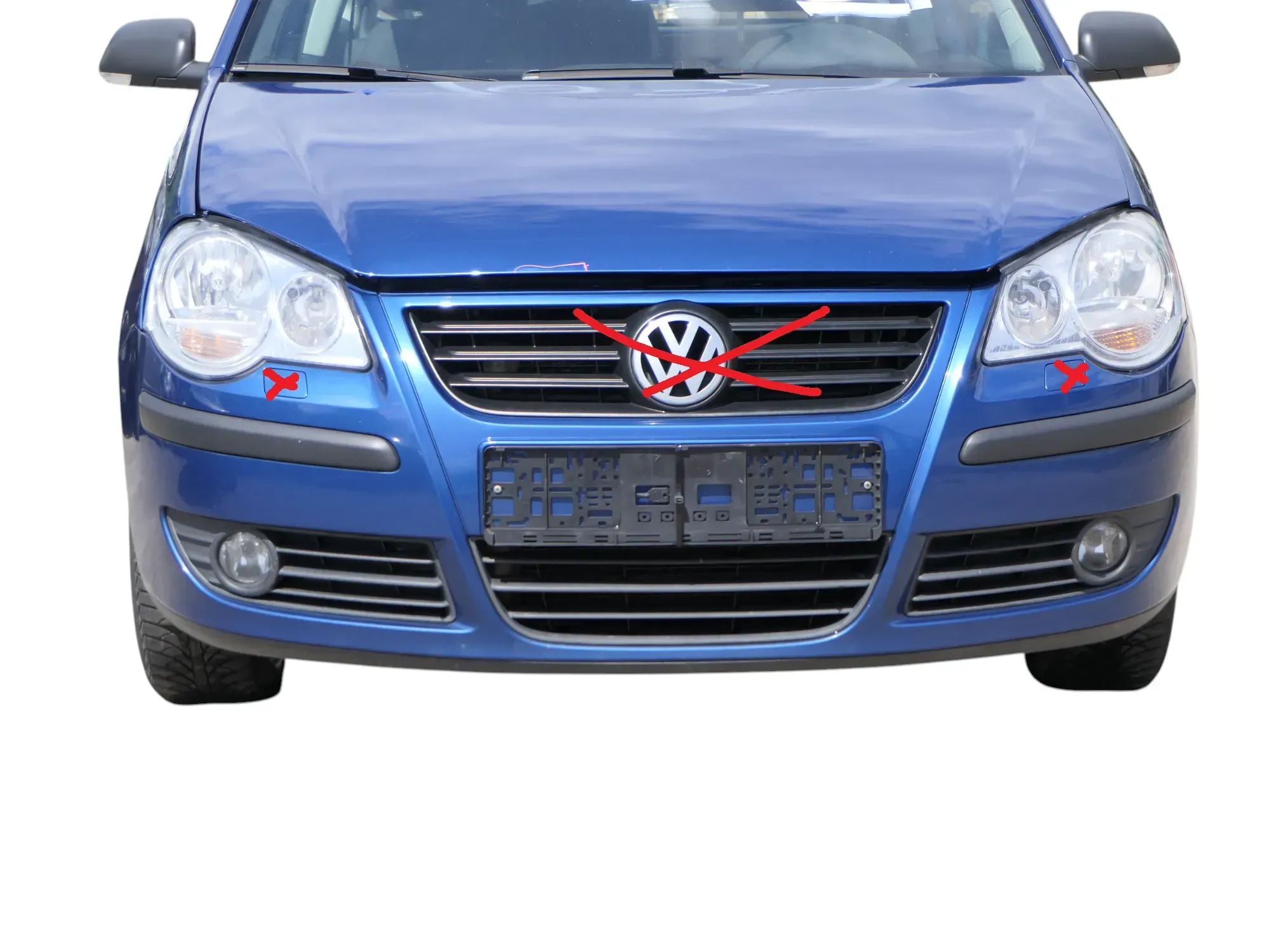 VW Polo 9N3 Stoßstange vorne Frontstoßstange Stoßfänger blau LA5K SWR - Bild 1