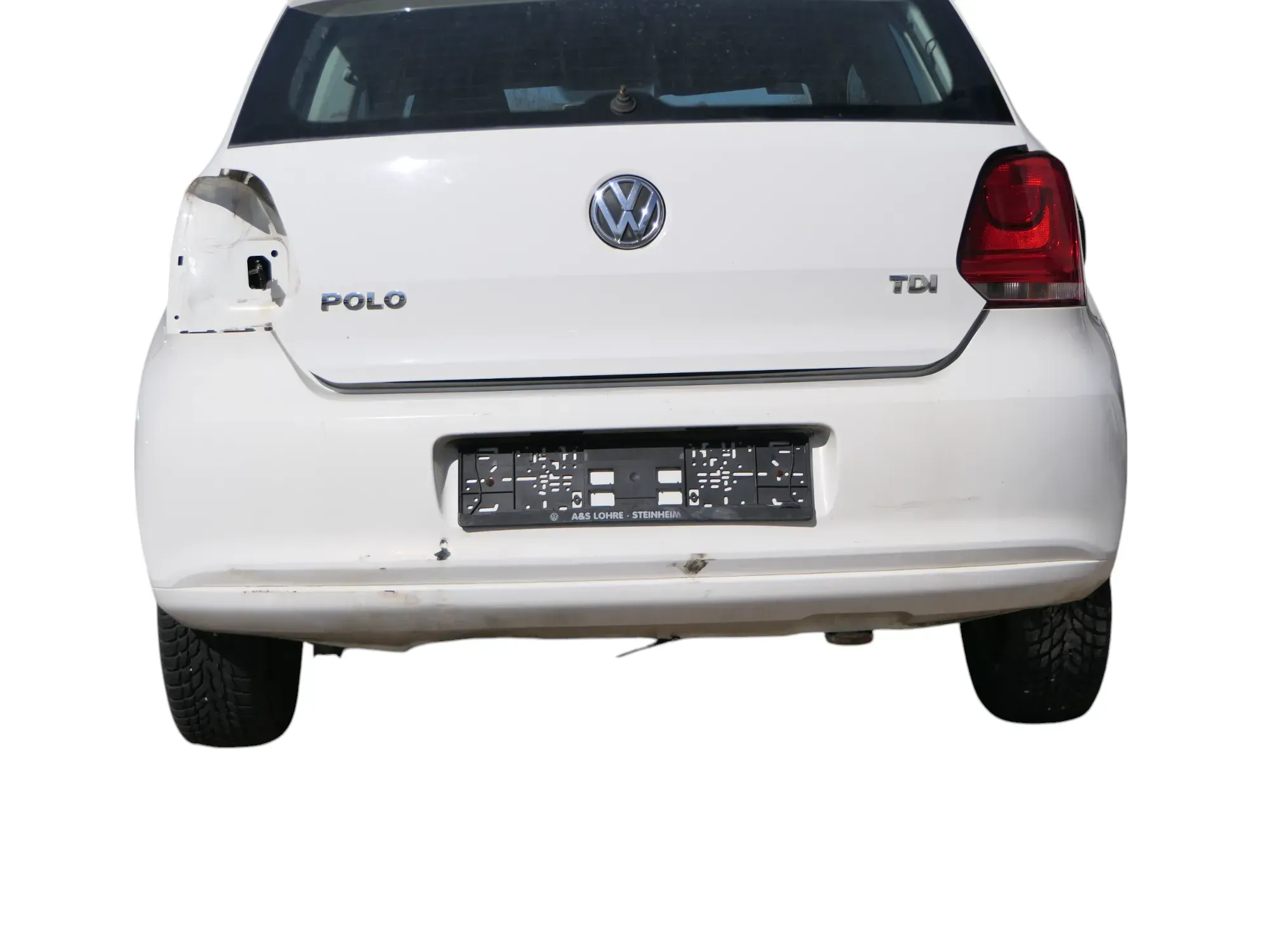VW Polo 6R Stoßstange Heckstoßstange hinten weiß LB9A   -  MÄNGEL  BILDER ! - Bild 1