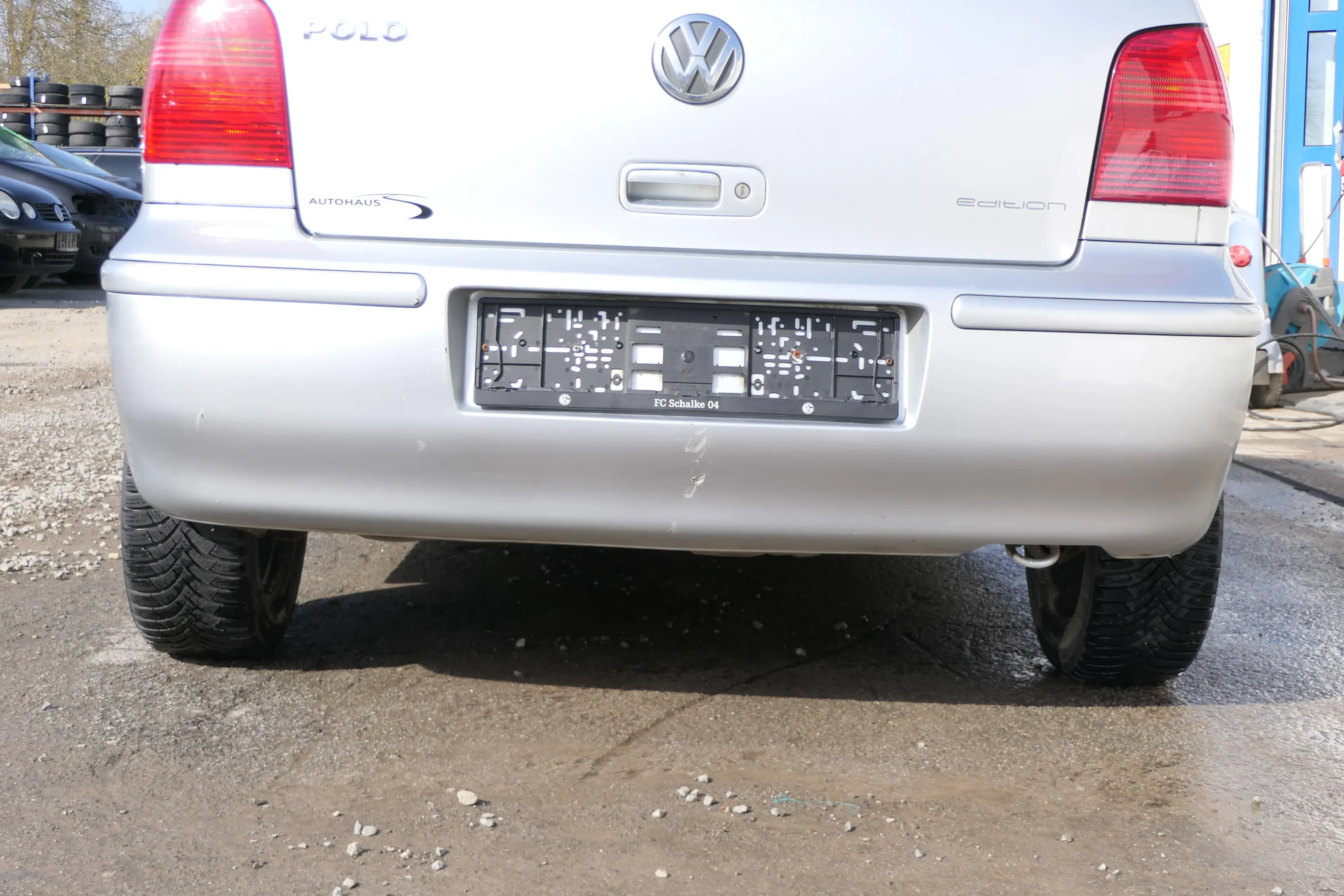 VW Polo 6N2 Stoßstange hinten Heckstoßstange Stoßfänger silber LA7W - Bild 1