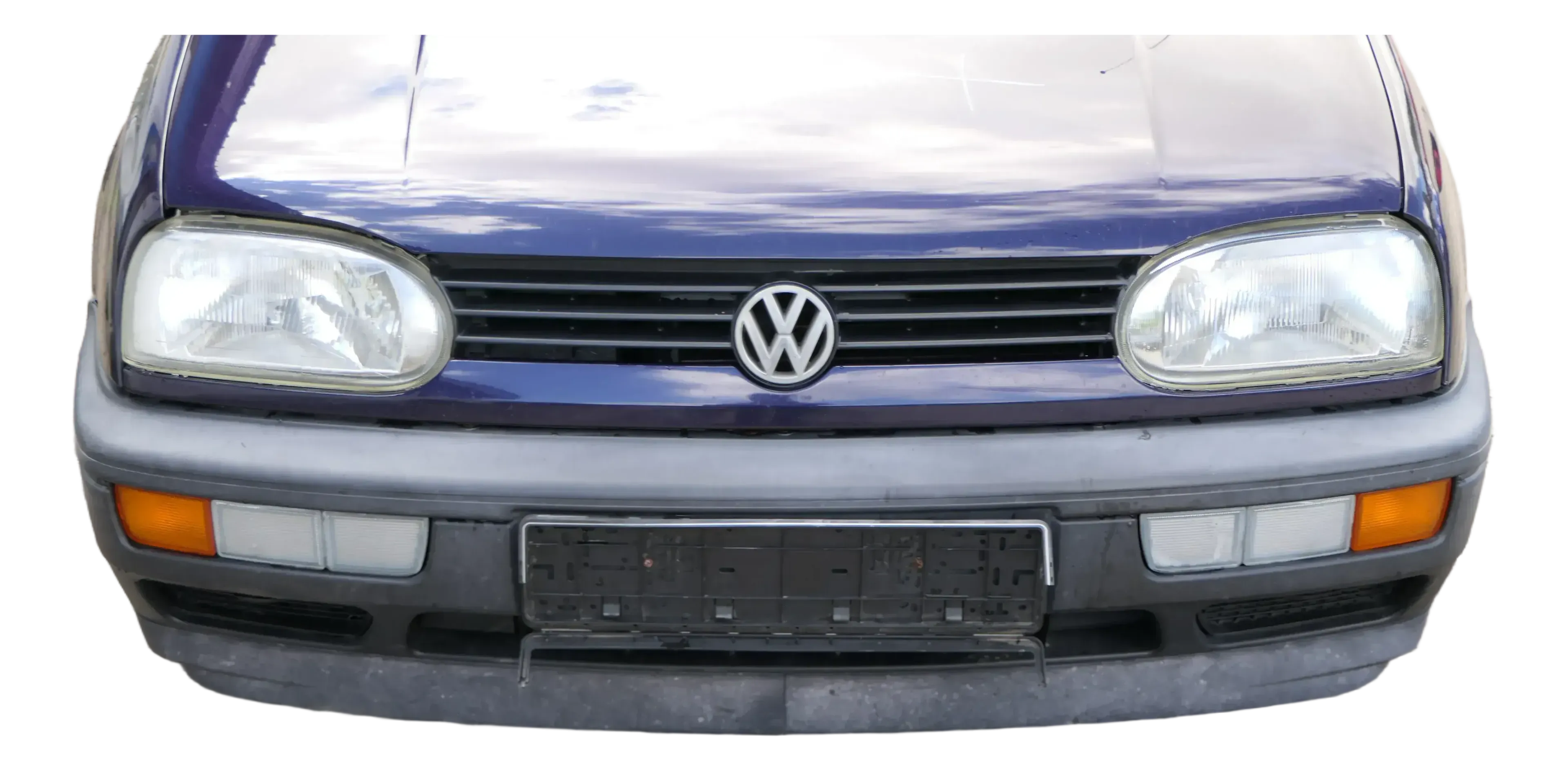 VW Golf 3 Grill Kühlergrill VW Zeichen Logo Grillleiste Leiste blau LC5L - Bild 1
