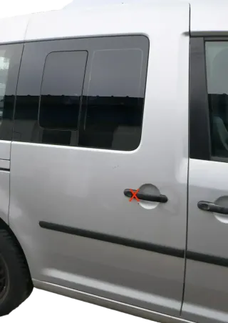 VW Caddy 3 2k Tür hinten rechts silber LA7W Schiebetür mit Scheibe - Bild 1