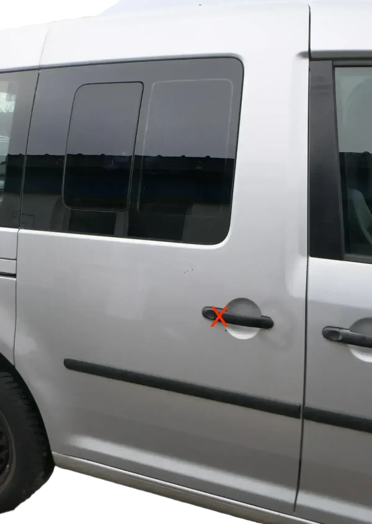 VW Caddy 3 2k Tür hinten rechts silber LA7W Schiebetür mit Scheibe - Bild 1