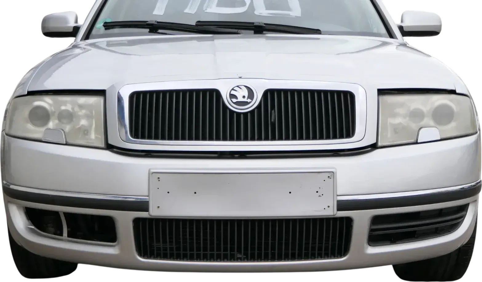 Skoda Superb 3U Stoßstange vorne Frontstoßstange silber LF7T - Bild 1