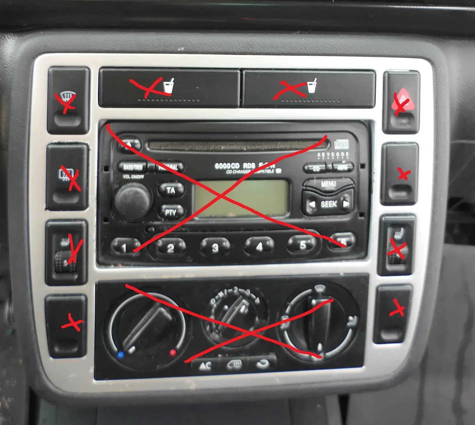 Ford Galaxy Mittelkonsole Verkleidung um Radio Navi Doppel 2 Din Galaxy -silber - Bild 1