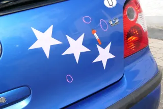 VW Polo 9N3 9N Heckklappe Kofferraumklappe Klappe blau LA5M - Scheibe - Bild 6