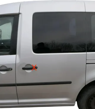 VW Caddy 3 2k Beifahrertür Tür hinten links silber LA7W Schiebetür Scheibe - Bild 1