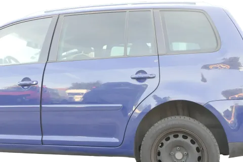 VW Touran 1T 1T3 Tür hinten links blau LL5M und Scheibe ohne Anbauteile
