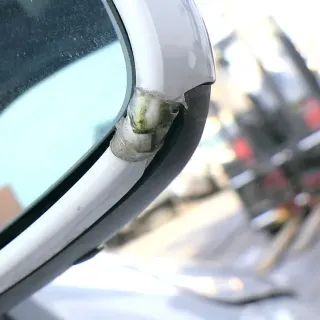 VW Lupo Arosa manueller Spiegel Außenspiegel rechts weiß LB9A - MÄNGEL - Bild 3