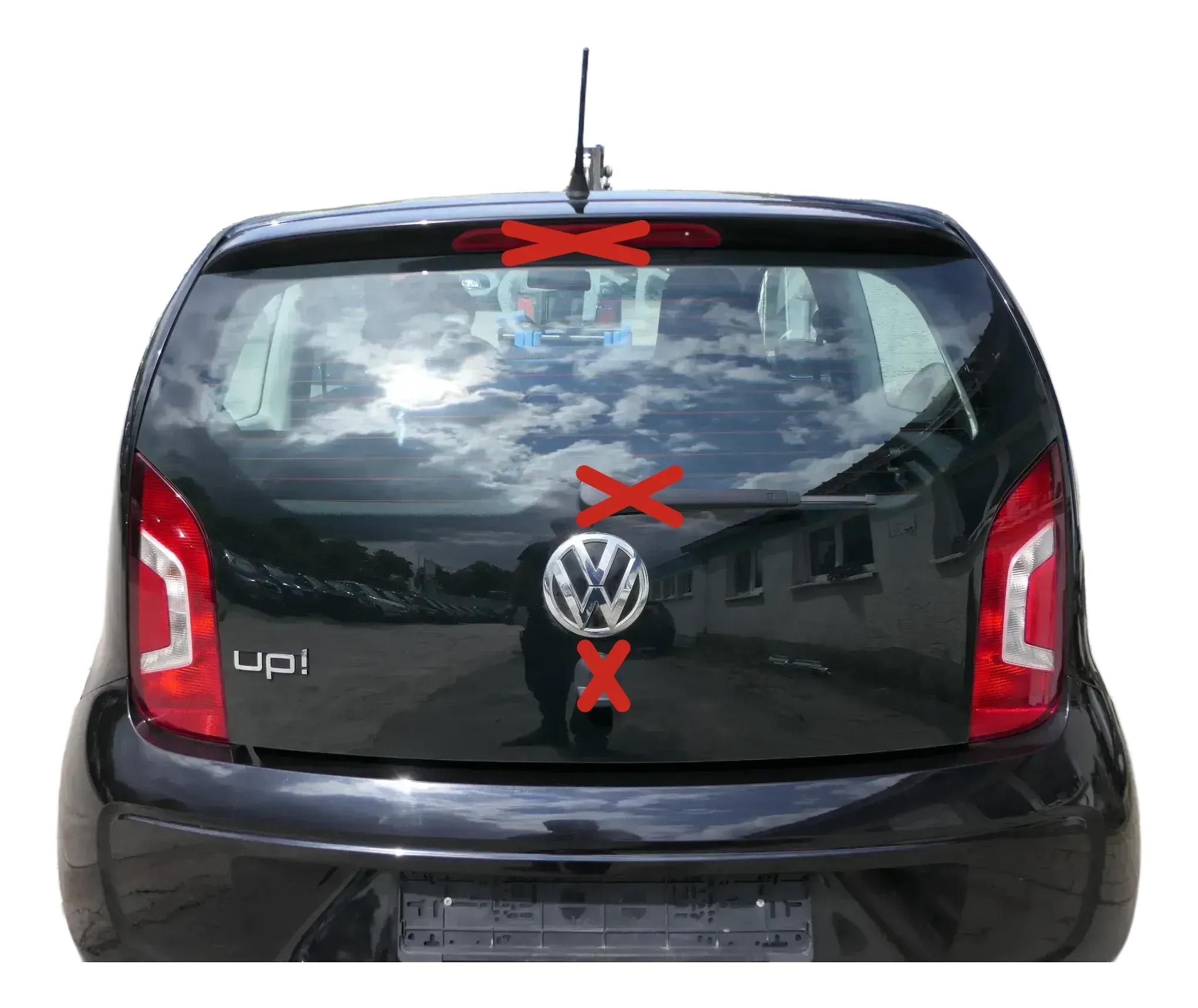 VW UP 1S Heckklappe hinten Klappe Kofferraumklappe mit Scheibe schwarz LC9X - Bild 1