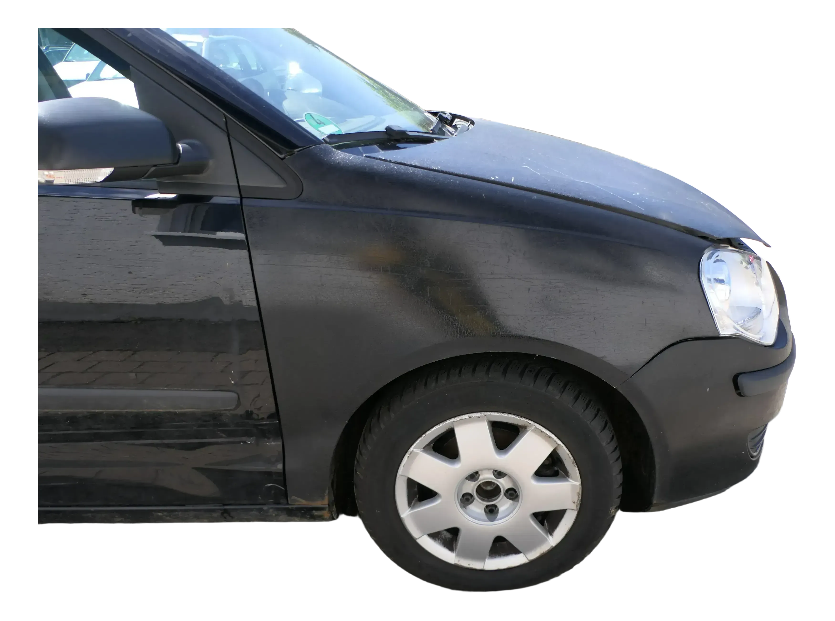 VW Polo 9N3 Kotflügel vorne rechts schwarz matt - Bild 1
