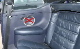 Golf 4 3 1E Cabrio Verkleidung Tür Seitenverkleidung hinten rechts LEDER blau - Bild 1