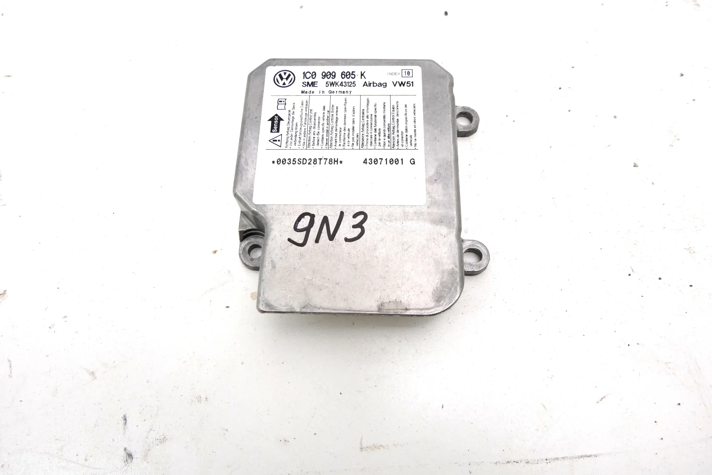 VW Polo 9N 9N3 Steuergerät Airbag Airbagsteuergerät 1C0909605K Index 10 Fabia - Bild 1