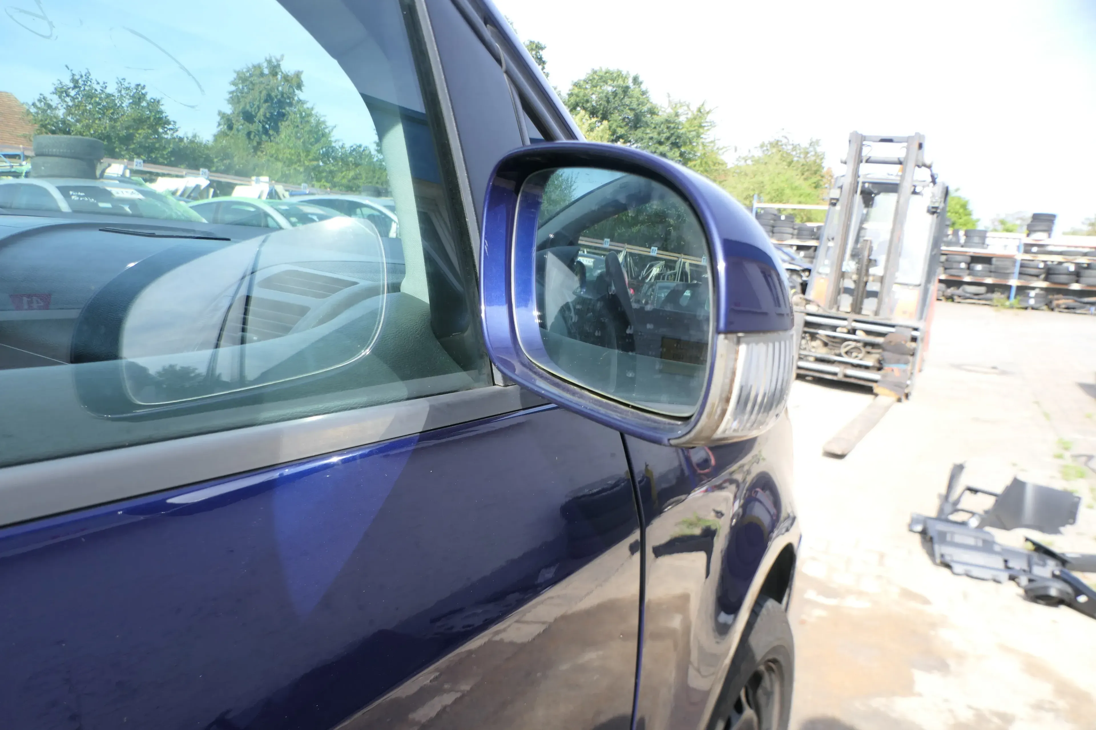 VW Touran 1T elektrischer Spiegel Außenspiegel beheizt rechts blau LB5N + Glas - Bild 1