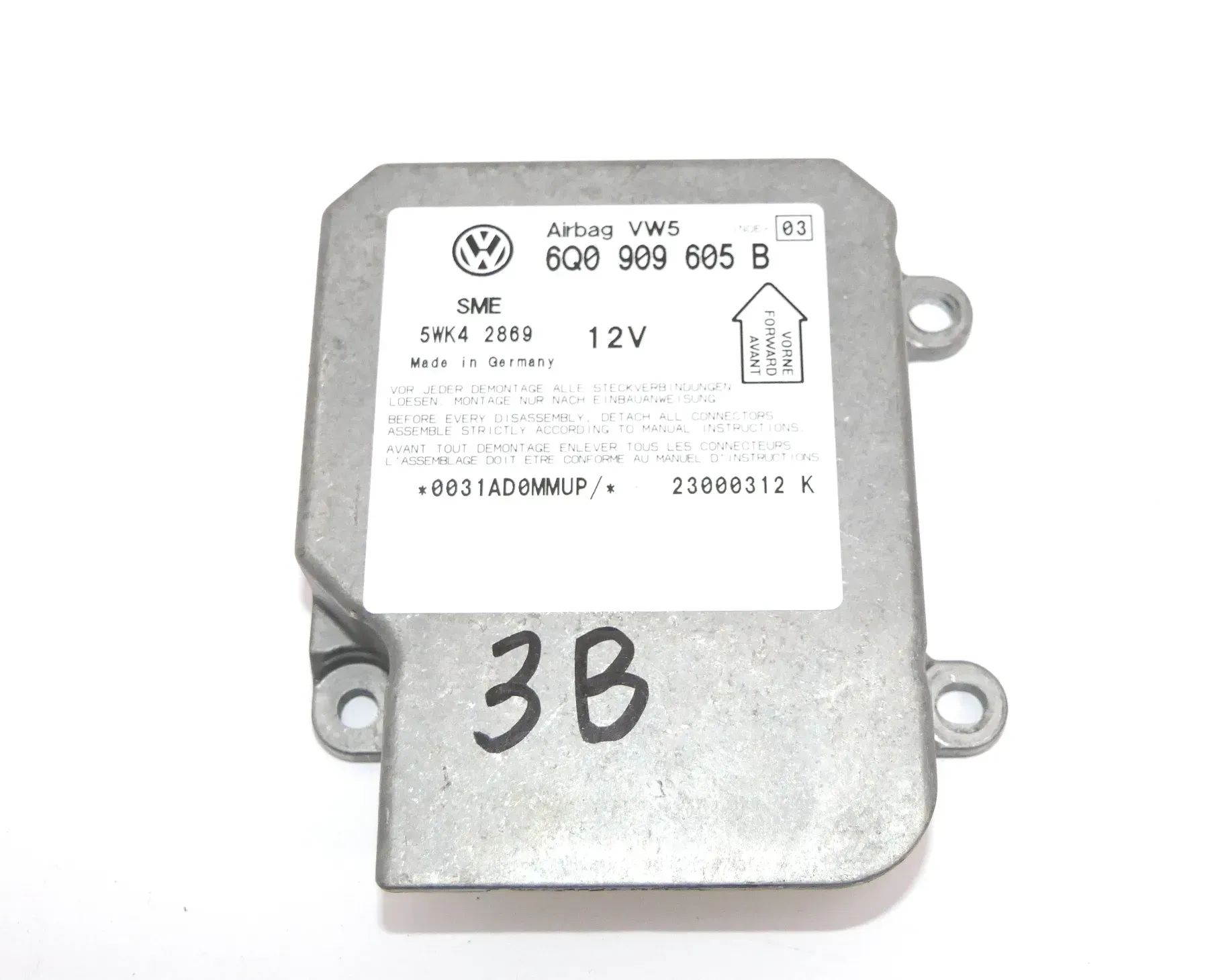 VW Passat 3B 3BG Steuergerät Airbag Airbagsteuergerät 6Q0909605B Index 03 - Bild 1